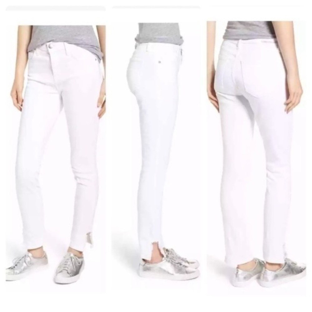 Current/Elliot white high waist side slits stiletto jeans